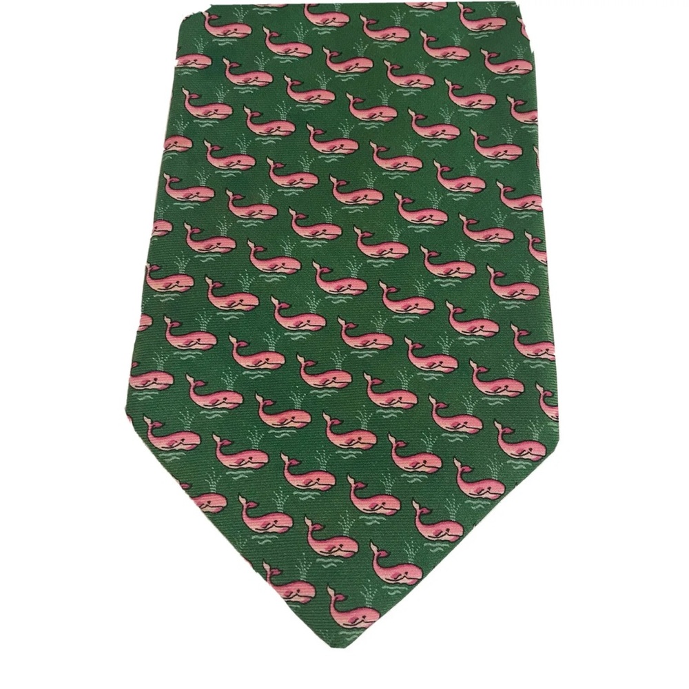 Brooks Brothers Makers Men's Neck Tie Silk Whales Green Pink Novelty Made in USA
